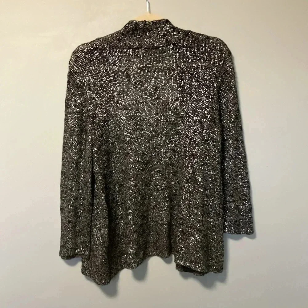 Eileen Fisher linen blend metallic open cardigan - Picture 4 of 4